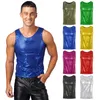 Mens T-shirts Shiny Sequins Sleeveless Loose Tank Tops Fashion Christmas Performance Clothing Nightclub Party Waistcoat 240402