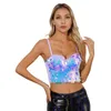 Bühne Wear Womens Farkly Pailletten Bustier Bra Top Unterdraht Bauch Tanzkleidung Verstellbare Gurte Push Up Korsetternte für Party -Nachtclub