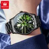 Olevs Wheel Mens Waterproof Waterproof Rotary Sport Car Rim Man Watch Wysokiej jakości moda Sprzedaż Kwarcowe zegarki Męskie 240408