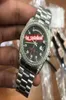 Men039s Promotionnel Wristwatch Face Black Face Watchs Silver en acier inoxydable Couverture de couverture de quatre coins Diamond Watch Automatic M6684453