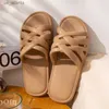 Slippers Spring Ladies Footwear Flat New Summer Women Indoor Home Womens Knitted Non Slip House Shoes H240416 MAZ1