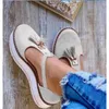 Casual Shoes Summer randiga plattformslägenheter för kvinnor rep botten kvinnors espadrilles slip på duk fiskare blandad färg