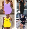 Vestidos designer verão nova letra de moda impressão em redonda de manga curta Slim Fit Wrap Dress Hip vestido feminino americano
