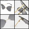 Lunettes de soleil lnfcxi rétro rétro sans cadre en strass de papillon sans cadr