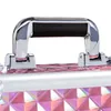 EasyFashion 4in1 Case di treno per trucco in alluminio Rolling Glitter rosa 240416