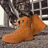 Fitness Shoes High Quality Leather Orange Tactical Boots Men Platform Knob Men's Military Non-slip Top Outdoor Sneakers For Man