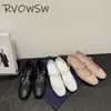 Dress Shoes Rvowsw Designer 2024 Mid Heel Mary Leather Leer Single Button Round Head Casual veelzijdig