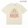 Rhude New 2024 Designer Mens T Shirt Fashion Graphic Printed Womens Mens Clothing Rhude Shirt Short Sleeve Letter Graffiti Loose Rhude Shirt High Quality Tee 8528