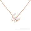 Designer Van Butterfly Necklace White Fritillaria Cenata femmina Collar Catena 925 Silver Placted 18k Rose Gold Fashion