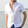 Chemises décontractées pour hommes Mentes chaudes pour hommes à manches courtes en coton à manches à manches à manches à manches courtises Colliers de séchage rapide Style plage plus taille 240416