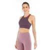 Couleur Sports Lu Aligner les femmes Longline avec Triangle Cutout sur le dos Impact High Necy Fiess Crop Bra Top Lemon Gym Running Workout Lem