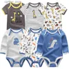 Rompers 6pcs/veel pasgeboren jumpsuit Baby Girl Boy Rompers babykleding Set kort+lange mouwen Bodysuit 2021 Lente zomer Bebe kleding L410