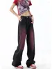 Jeans pour femmes Summer Vintage Soft femme large jambe droite haute taille pantal