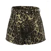 Women's Shorts Women Leopard Print High Waist With Side Pockets Slim Fit Above Knee Length For Dating