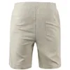 Mensbomullslinne shorts byxor manliga sommar andas in solid färg linnbyxor fitness streetwear s-3xl 240416