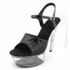 Chaussures de danse 6 pouces Black Sexe Sandals en cristal sexy mode 15 cm Princesse à talons hauts talons de club pour femmes