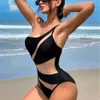 2024 Swimsuit Womens Swimsuit One Piece Solid Color Sexig Backless Slim Fit Hot Spring Vacation Bikini