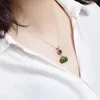 Подвесные ожерелья оптом зеленый натуральный камень лотос DIY Cheape Collece Lucky for Women Girl Simple Fashion Jewelry