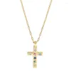 Hängen Panjbj 925 Sterling Silver Colorful Zircon Kpop Cross Necklace For Women Girl Lucky Choker Original Jewelry Gift Drop