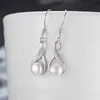 S925 Sterling Silver geometric Freshwater Pearl Earring Necklace Set womens light luxury fashion collarbone chain jewelry