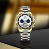 Wristwatches 2024 GLENAW Fashion Luxury Men's Mechanical Watch Design Luminous Stainless Steel Multifunctional Waterproof