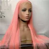 180%Density Soft Long Straight Brazilian Pink Color Wigs Glueless Synthetic Lace Front Wig For Black Women With Baby Hair Cosplay/Party