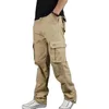 Herenbroek Mens Multi-pocket broek Mannelijke losse safari met veel zakken katoen rechte multi-pocket capris lading