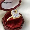 Pierścienie klastra Pansysen 925 Sterling Srebrny 4CT Radiant Cut wysoko węglowy Diamond Pierdzieżę zaręczynową 18K Gold PlATE BINEGRY Prezenty