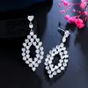 Dangle Earrings ThreeGraces Brilliant Cubic Zircon Silver Color Long Heart Bridal Drop For Women Fashion Wedding Jewelry E1877