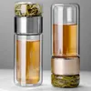 390ML Tea Water Bottle High Borosilicate Glass Double Layer Tea Water Cup Infuser Tumbler Drinkware Water Bottle With Tea Filter 240409