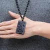 Colliers pendentifs déposez le collier de chaîne de marque de pierre d'obsidienne naturelle noire pour femmes bijoux de la mode des hommes