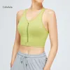 Lu Crop Black Align Zipper Women Bra Gym Yoga Shockproof Tank Tops Runing Camiセクシーなカジュアルなファイスレモンジムランニングワークアウト