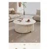 Tea Trays Table One-Piece Making Living Room Home Light Luxury Round Stone Plate French Cream Style