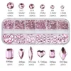 12GRIDS ROSE MIXE CHARMES MIEUX CRIMES BIELLIRES CHIELRES Nail Art Décoration Manucure Rhingestones R # Q