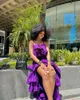 Casual Dresses High Street Dark Purple 2 Pieces Women Maxi Short Top And Mermaid Layered Skirts Female Long