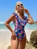 Sexy One Piece Badeanzug 2024 Neue Badebodus -Bodysuit Frauen Push Up Swimming Suits Print Badeanzug Sommer