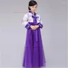 Etniska kläder 2024 Traditionell koreansk hanbokklänning Barn scen Ancient Nation Dance Wear Kids Folk Party Cosplay Costume