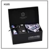 Gedruckte Nachahmung Seidenbox für Männer Business Fashion Krawatte, Quadratschal, Krawattenclipmanschetten, 6-teiliger Set