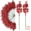 Kwiaty dekoracyjne 10pcs Boże Narodzenie czerwone jagody łodygi ornament brokat gałąź gałąź gałęzi stożka holly xmas dekoracja drzewa