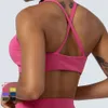V Ausrichten lu Unterstützung leichter Deep Neck Twisted Yoga Sports BH mit abnehmbarem Pad Cross Back Back Fitnessstudio Workout Crop Tanktops Frauen Zitronen Fitnessstudio Running