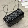 Womens Vintage Patent Leather Classic Mini Flap Square Quilted Bags Silver Matelasse Chain Crossbody Handbags Diamond Lattice Pink Black White Purse 18CM 20CM