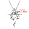 Pendant Necklaces 12 Constellation Zodiac Sign Necklace Horoscope Zircon Stainless Steel Jewelry Galaxy Libra Astrology Gift With Reta Dhftx