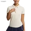Top Lu 정렬 짧은 여성 의류 소매 셔츠 드라이 폴로 셔츠 테니스 슬림 딱지 힙 길이 골프 티셔츠 여름 레몬 체육관 달리기