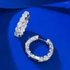 Boucles d'oreilles Springlady 925 Sterling Silver Round Cut Lab Lab Sapphire Gemstone Hoop For Women Wedding Party Fine Bijoux