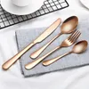 Spoons 10sets 1010 Tableware Set Black Gold Plated Stainless Steel Knife And Fork Creative Color Western Steak Spoon