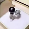 Natural Tahitian Pearl Rings Leopard 10mm Seawater Black Pearl Ring AboveAbsolute Mother shell Pearl Ring7318529