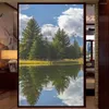 Window Stickers Glue-Free Detachable Privacy Glass Frosted Sticker Lakes Scenery Pattern Door Film PVC Anti UV Flim