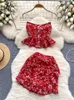Singreiny INS Holiday Floral Sets Женский ремешок для рукавов Короткие камиселастические шорты талии модные французские романтические костюмы 240411