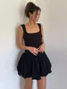 Casual Dresses Ballet Style Summer Dopamine Wear Pleated Vest Dress Millennium Sexig stickad Puffy Suspender för kvinnor