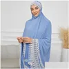 Ubranie etniczne Eid Ramadan Mubarak Khimar muzułmanin 3 -częściowy zestaw Abaya Set S Turkey Islam Dress Ubrania Kobiety Niqab Zestaw Femme Dro Dhcvj